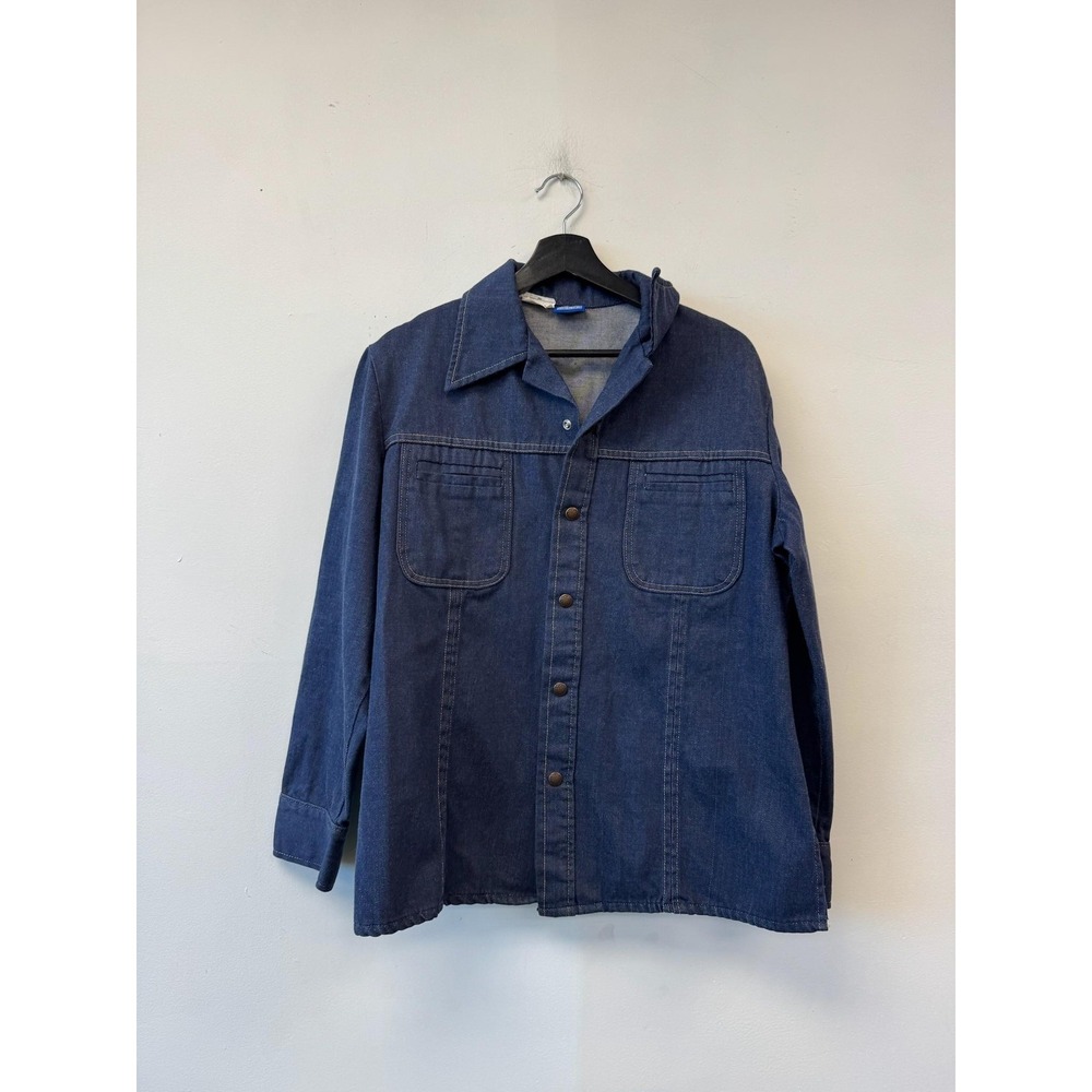 Vintage Jeans Joint Shirt‎ Mens Medium Blue Denim Snap Button Sears Workwear 70s